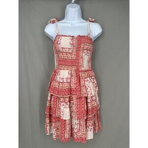 American Eagle Dress Womens Small Pink Floral Mini Patchwork Cottage Boho Tiered